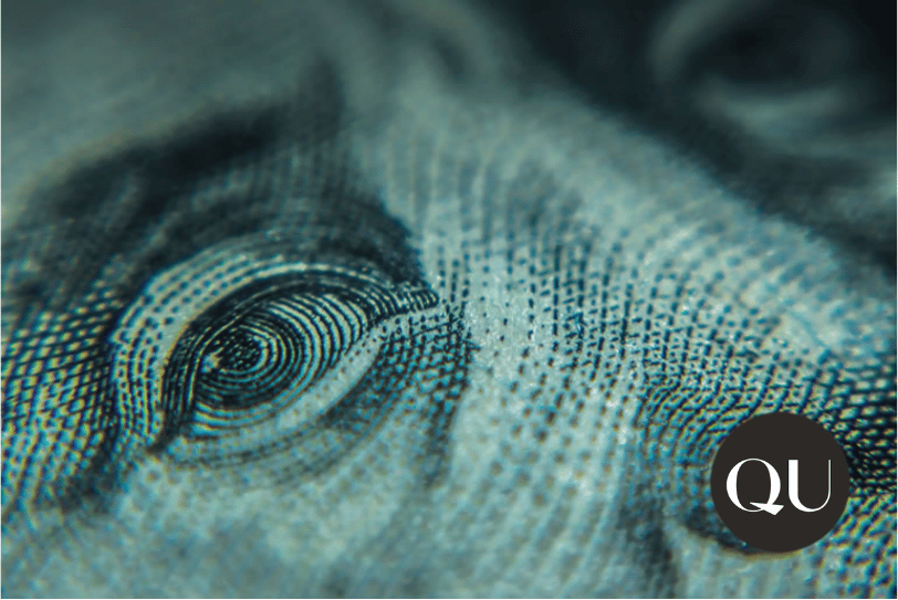 close-up of US dollar